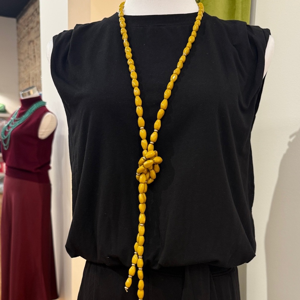 Elegant Mustard Yellow Beaded Necklace